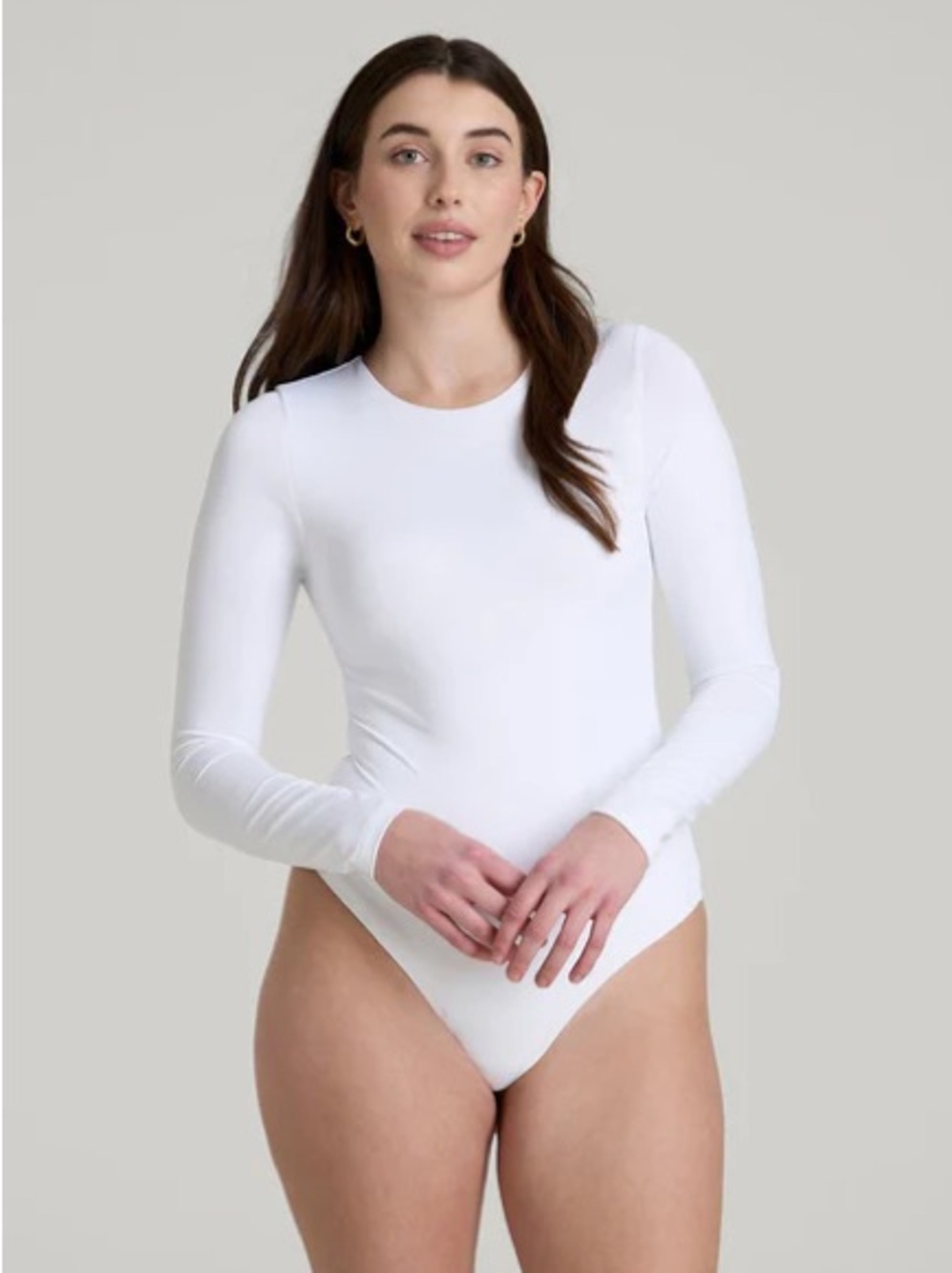 SHEIN White Long Sleeve Crewneck Bodysuit